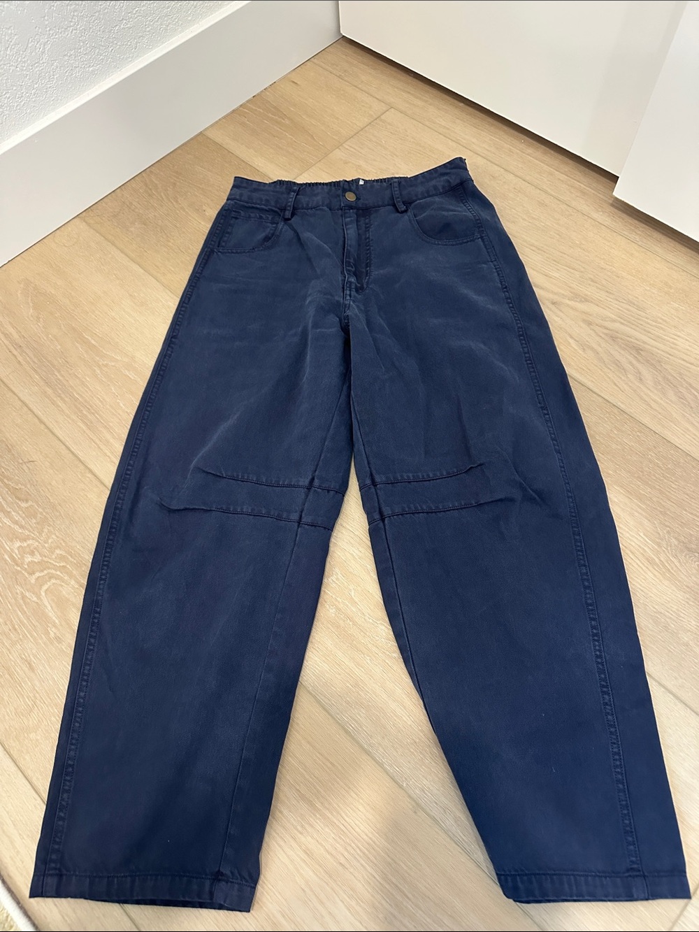 Navy Wide-Leg Ankle Jeans for Women